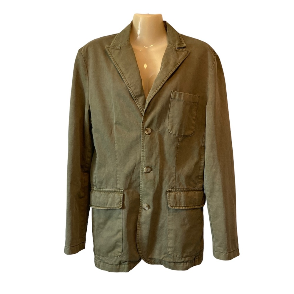 Tre Vero Utility Jacket Blazer Pocket Front Button Italy Classic Olive Green Med